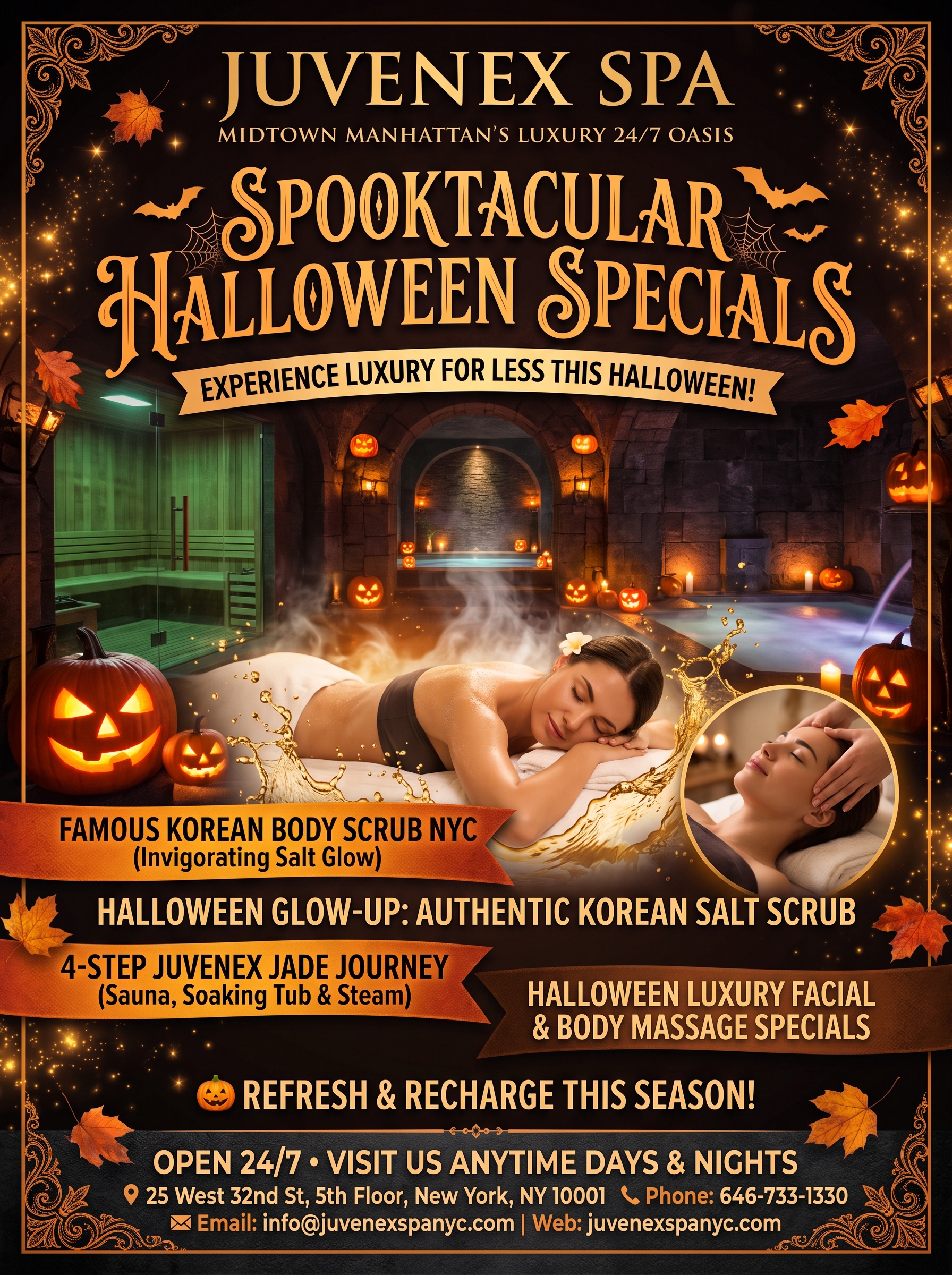 Halloween Luxury Spa Specials | Juvenex Midtown Manhattan NYC massage near me 